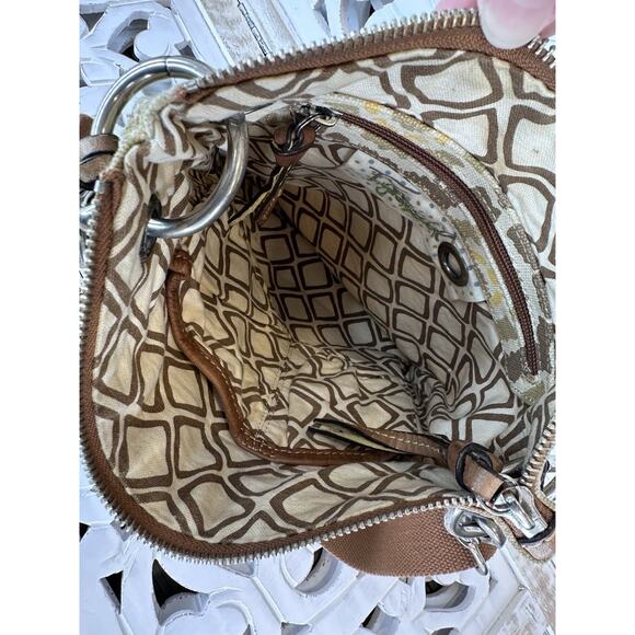 FOSSIL KEYPER Canvas & Leather LINEN / TAN / LEMON Crossbody Messenger Bag - Picture 10 of 14